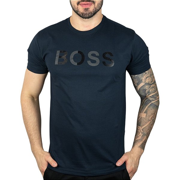 Camiseta Boss Marinho Color-Blocking