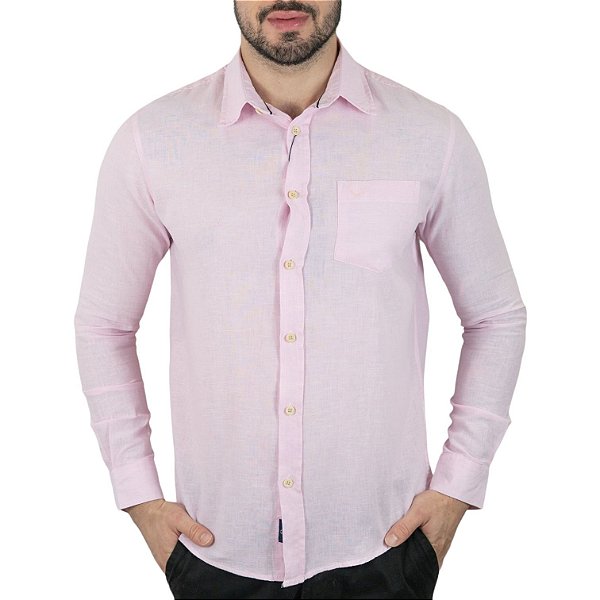 Camisa VersatiOld Linho Custom Fit Rosa