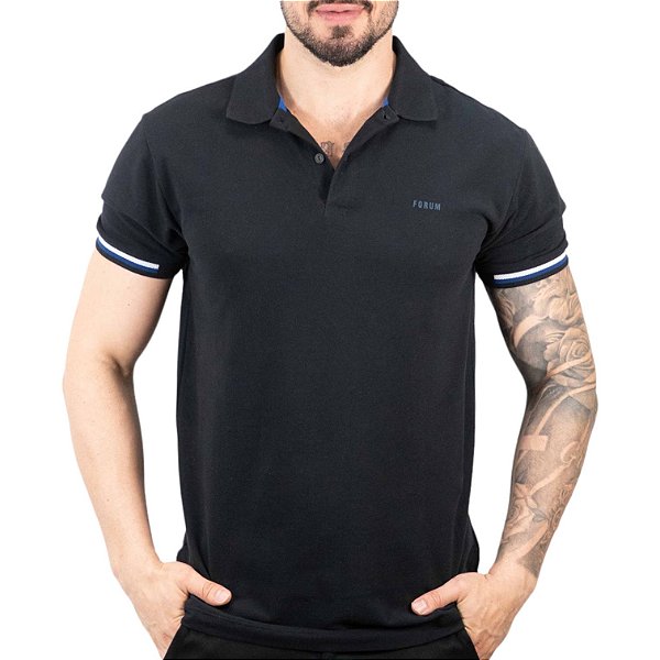 Camisa Polo Tommy Jeans Preta Listra - Outlet360