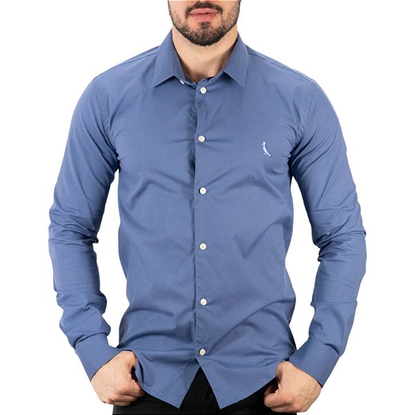 Camisa Reserva Algodão Custom Fit Azul Indigo
