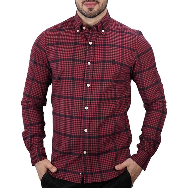 Camisa RL Xadrez Flanelada Vermelha e Preta