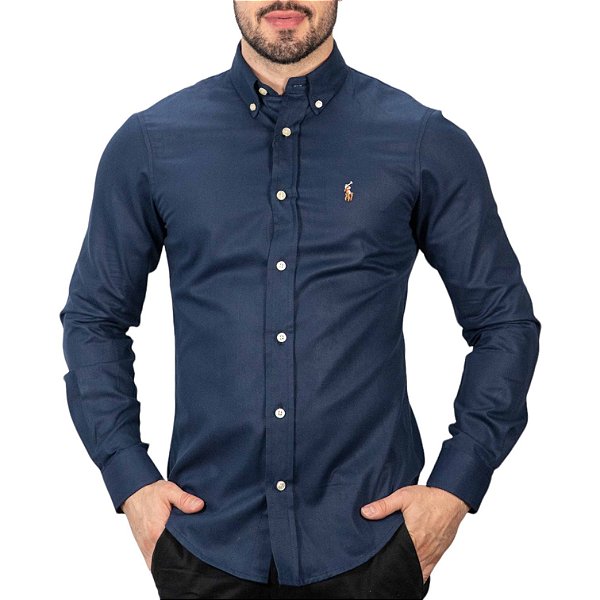 Camisa RL Oxford Custom Fit Azul Marinho