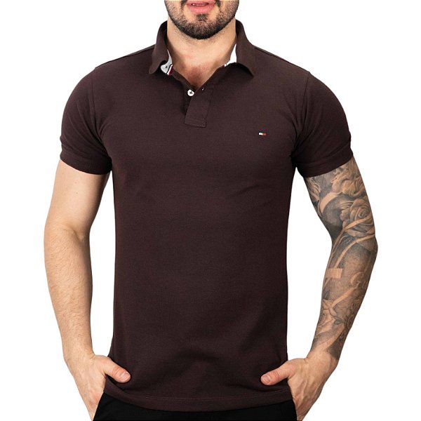 Camisa Polo Tommy Hilfiger Marrom - Outlet360 | Moda Masculina