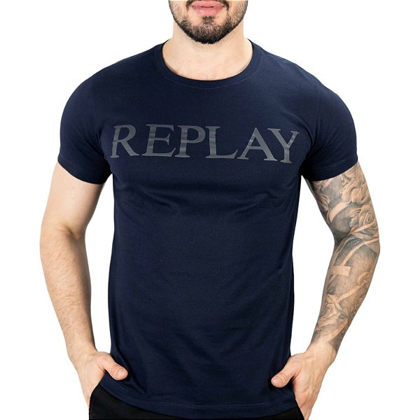 Camiseta Replay Brasão Azul Marinho