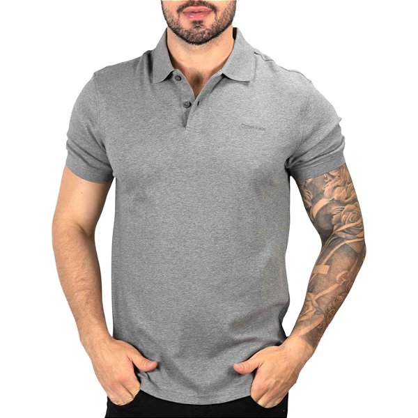 Camisa Polo Calvin Klein Liquid Touch Cinza