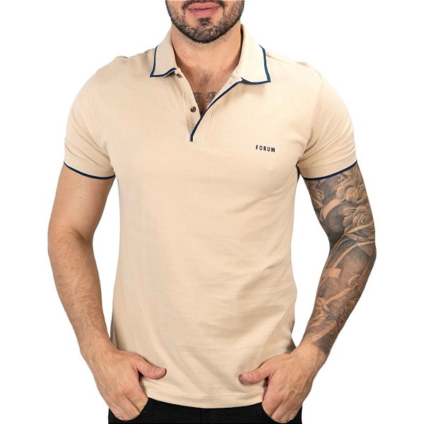 Camisa Polo Forum Listras Bege