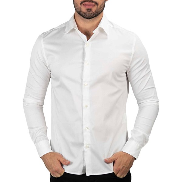 Camisa Calvin Klein Essencial Slim Fit Básica Branca