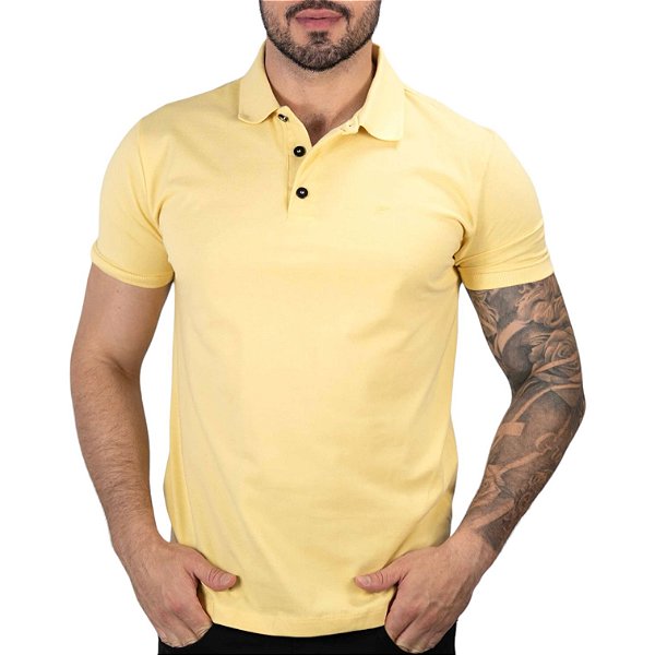 Gola Polo Tommy Hilfiger Masculina Slim Fit Amarelo Esverdeado