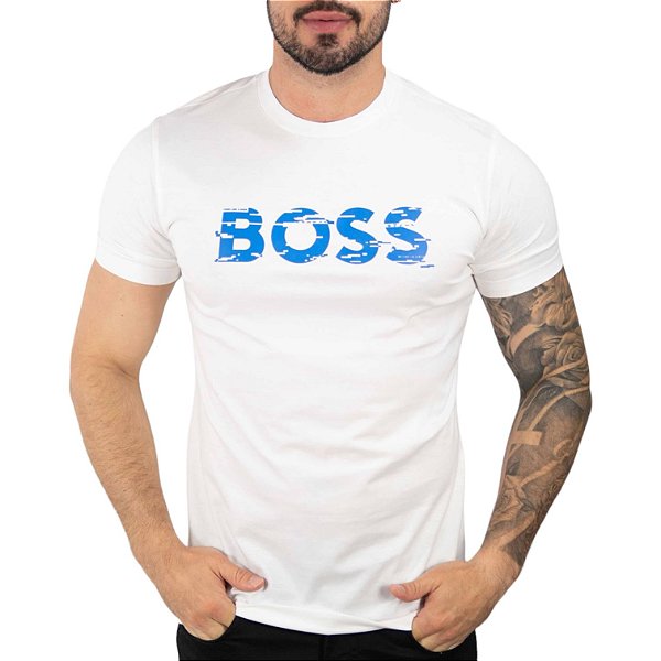 Camiseta Boss Risque Algodão Off White