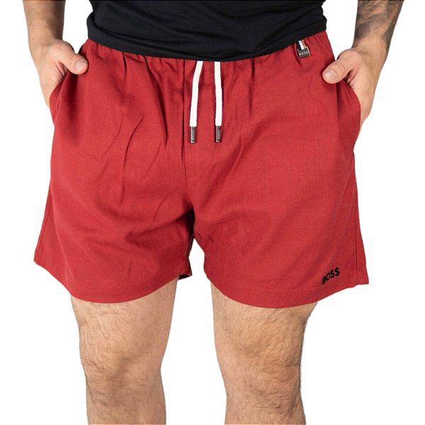 Shorts Boss Linho Vermelho