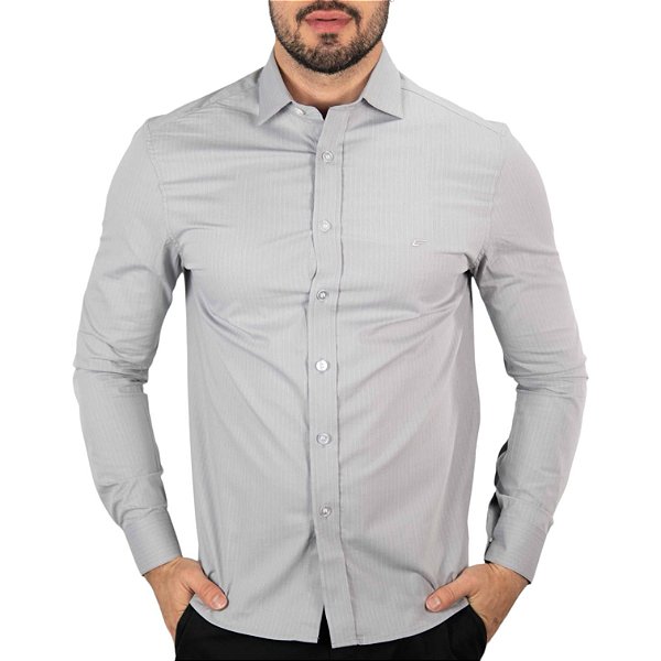 Camisa Ellus Tricoline Slim Fit Cinza