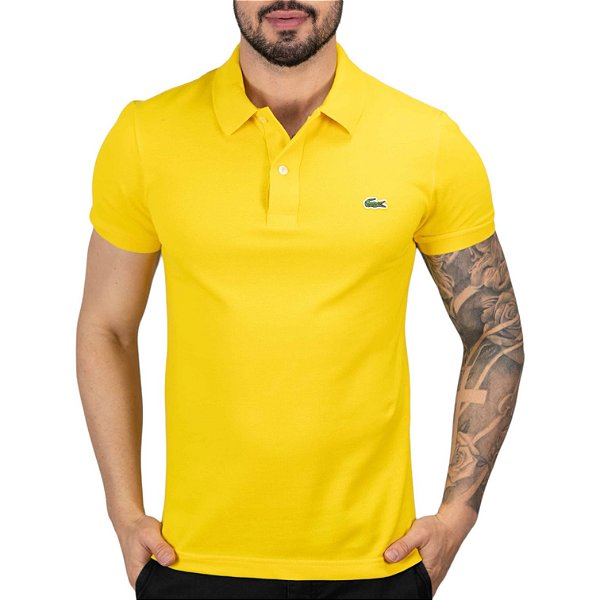 Camisa Polo Lacoste Petit Piquet Amarelo