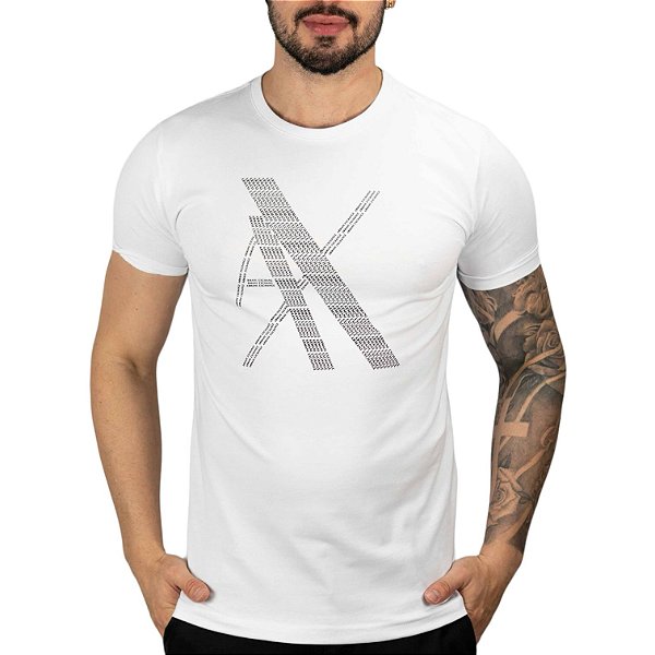 Camiseta AX Slim Risque Logo Branca