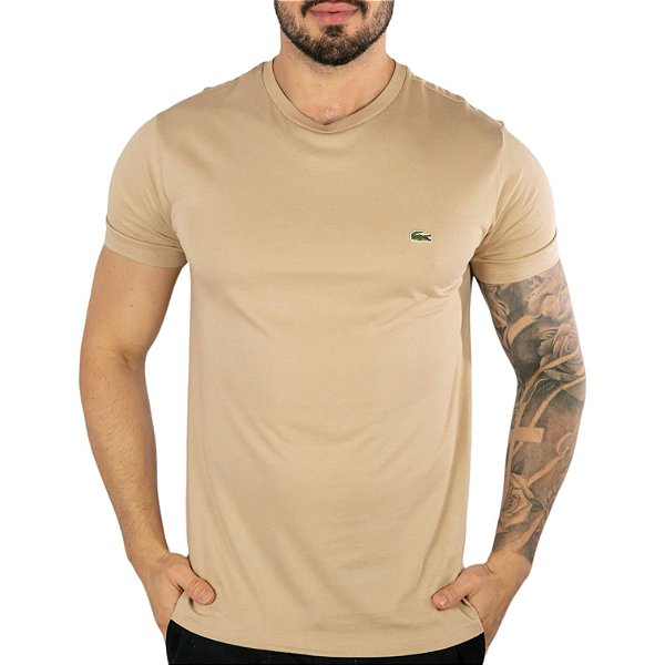 Camiseta Lacoste Algodão Pima Bege