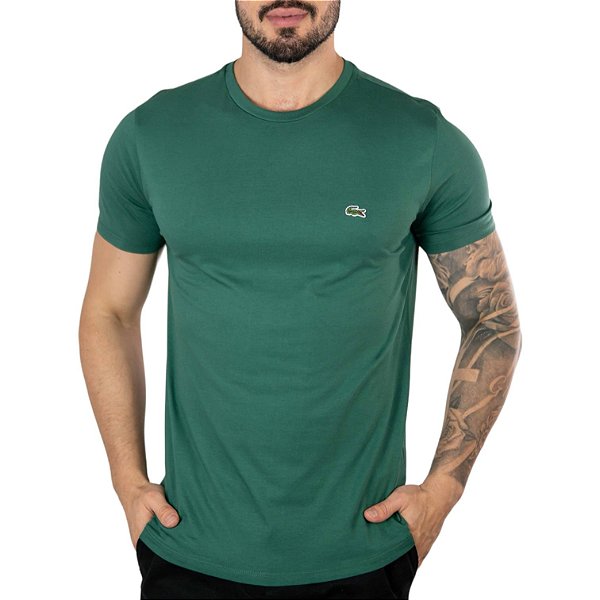 Camiseta Lacoste Algodão Pima Verde Militar