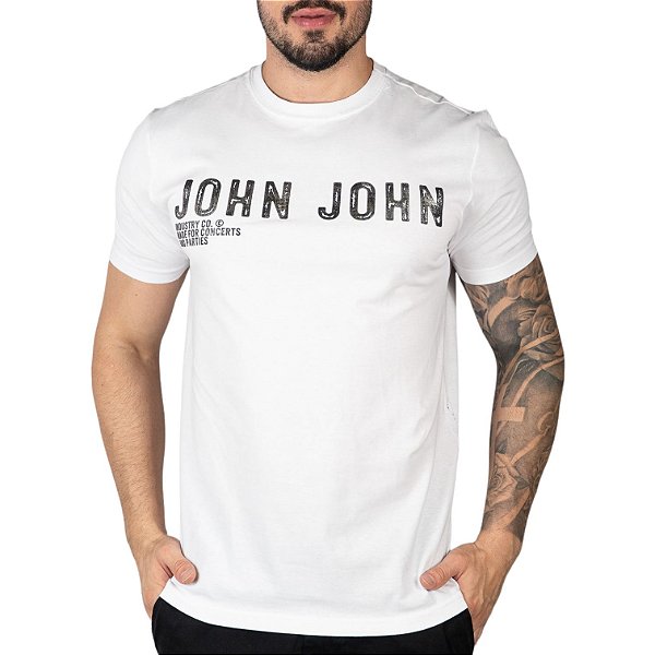 Camiseta John John Masculina Regular Splashed Live It Branca - Branco