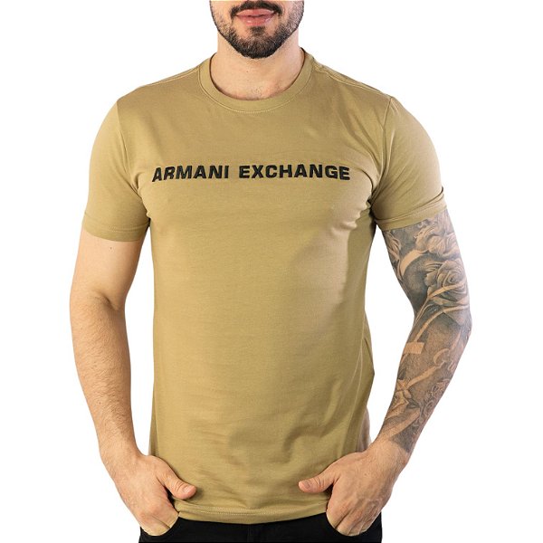 Camiseta AX Embroidery Central Bege