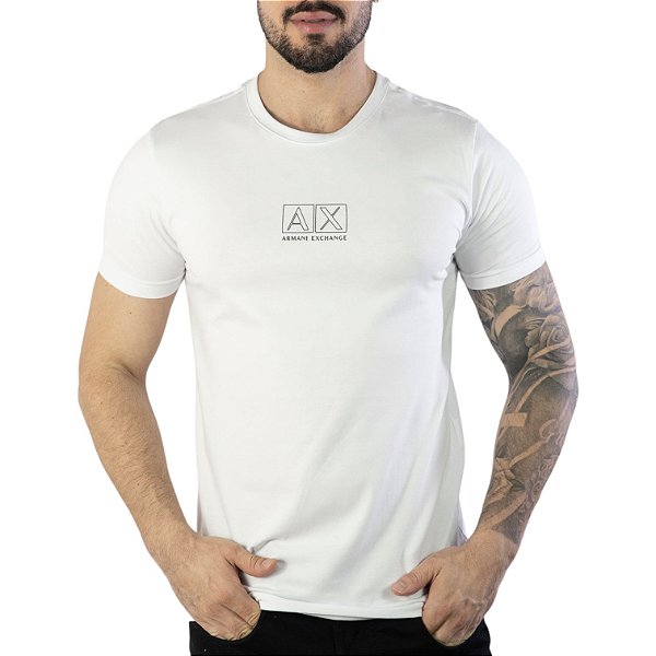Camiseta AX Logo Central Branca