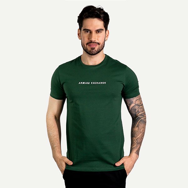 Camiseta AX Embroidery Frontal Verde Militar