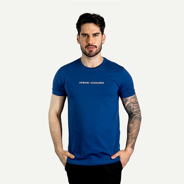 Camiseta AX Embroidery Frontal Azul Royal