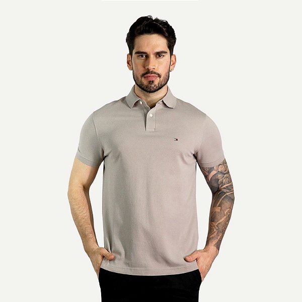 Camisa Polo 1985 Regular Fit Tommy Hilfiger Taupe