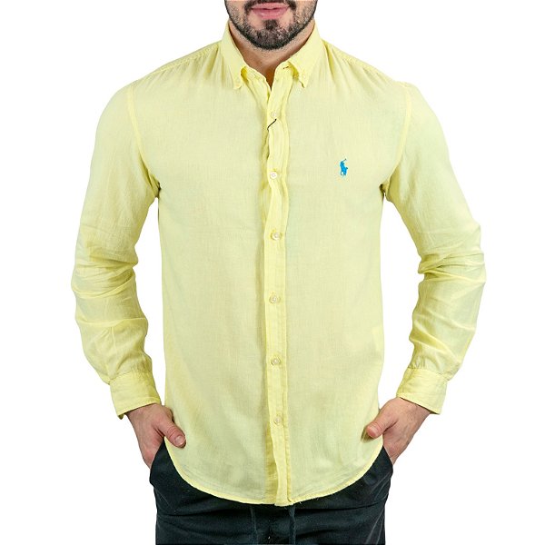 Camisa RL Linho Custom Fit Amarela