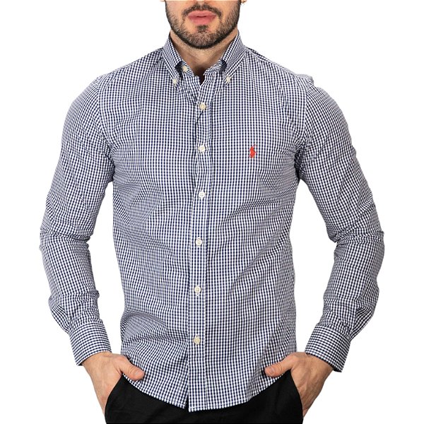 Camisa RL Xadrez Custom Fit Azul