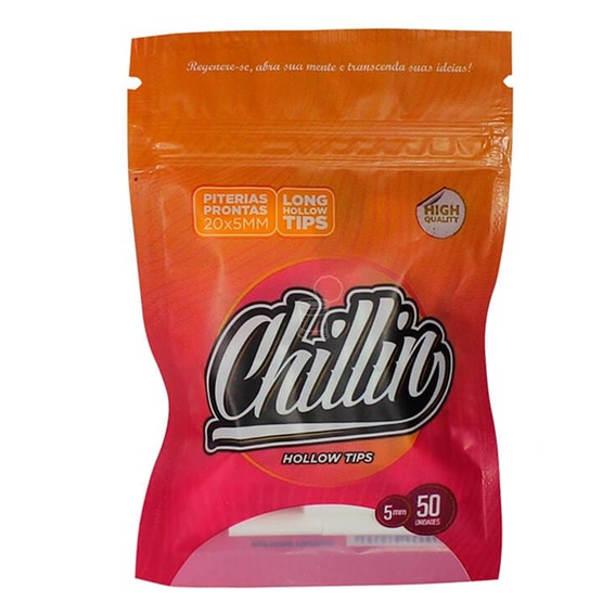 Piteira pronta para Cigarro Chillin Long Hollow Tips 5x20mm (Pacote com 50)