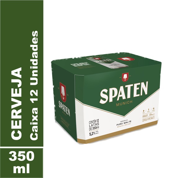 Cerveja Spaten Puro Malte Lata 350ml Caixa (12 Un.)