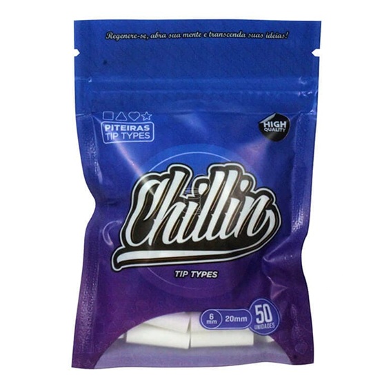Piteira pronta para Cigarro Chillin Long Hollow Tips 6x20mm (Pacote com 50)