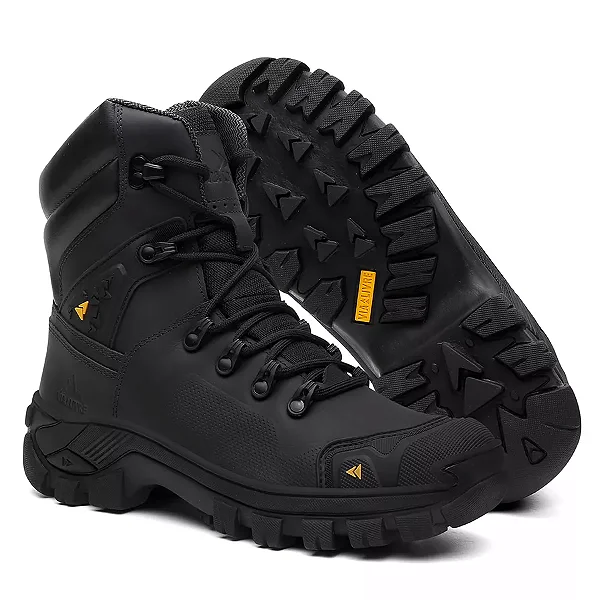 Coturno Vegas em Couro Legítimo Bota Com C.A. 50.885 - Preto - Diamante