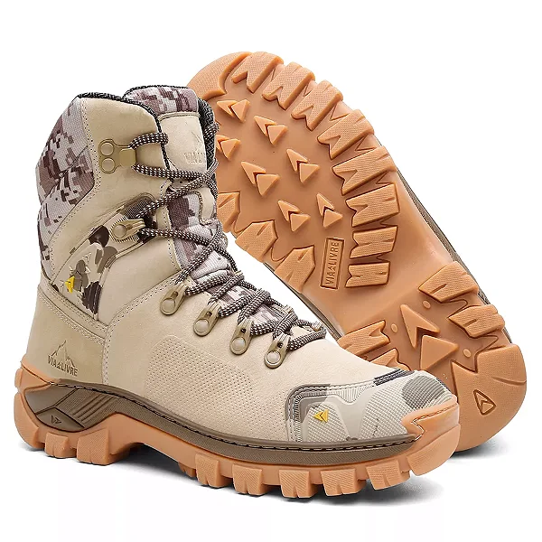 Coturno Vegas em Couro Legítimo Bota Com C.A. 50.885 - Camuflado - Diamante