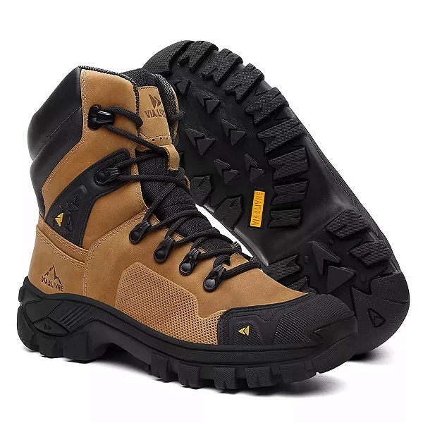 Coturno Vegas em Couro Legítimo Bota com C.A. 50.885 - Amarelo- Diamante