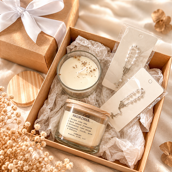 Caixa Convite para Padrinhos de Batizado - Vela Aromatica