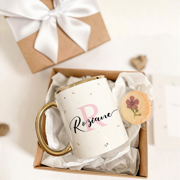 Presente para Mãe — Caneca Personalizada com Nome + Frase no Verso + Caixinha de Presente