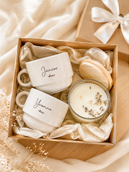 Convite Padrinhos de Casamento Kit com Xicaras e Vela Aromatica Lembrança