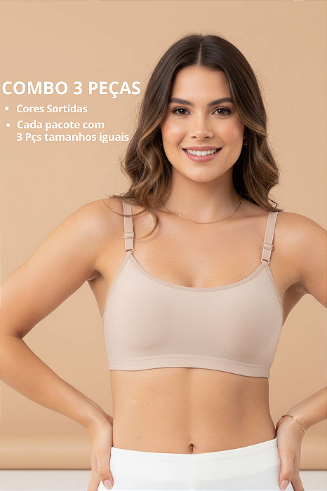533 - Combo 3 pçs Top Bojo Removível Microfibra