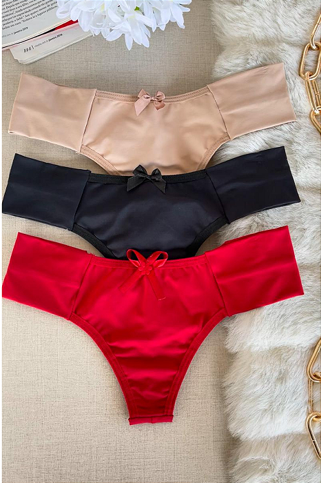 337 - Calcinha Fio Duplo em Microfibra Laterais Dupla