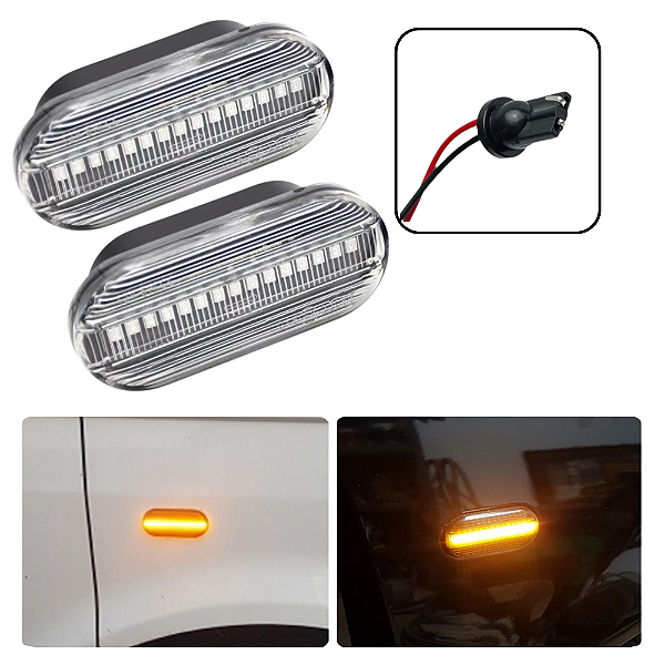 Pisca Led Lateral Sequencial Transparente Renault Clio Oroch