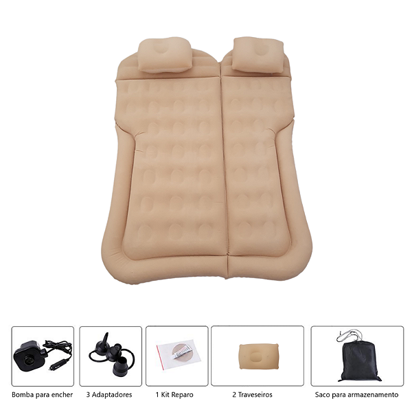 Cama Inflável Colchão Carro SUV Ônibus Veicular Viagem Bege