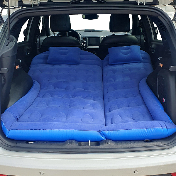 Cama Inflável Colchão Carro SUV Grande Veicular Viagem Azul