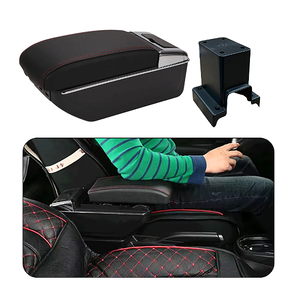 Apoio de Braço USB Porta Objeto Universal Preto e Vermelho