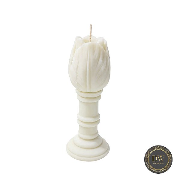 VELA DECORATIVA CASTIÇAL COM ROSA COM CERA COCO - 80 GRAMAS