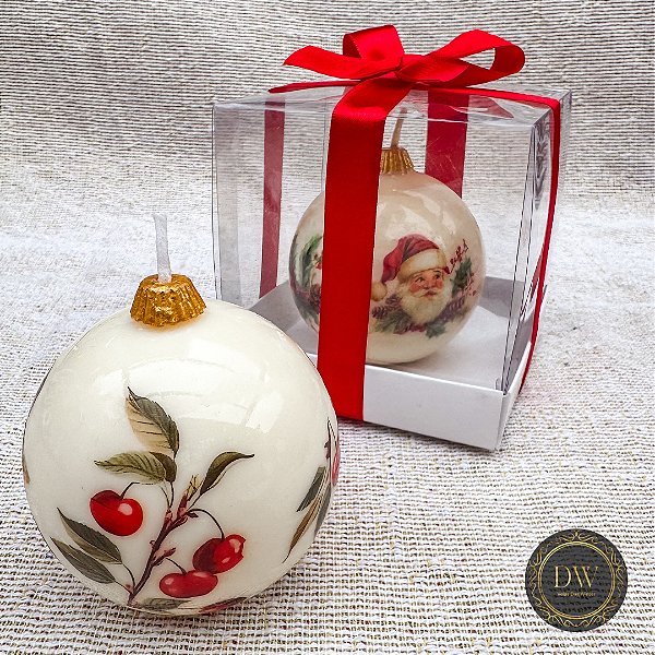 VELA AROMÁTICA DECORATIVA BOLA NATAL  170 GRAMAS