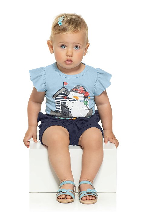 Conjunto Feminino para Bebê Blusa e Shorts TileeSul