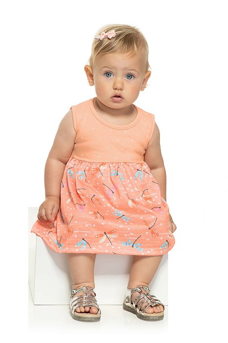 Vestido Infantil em Cotton e Meia Malha