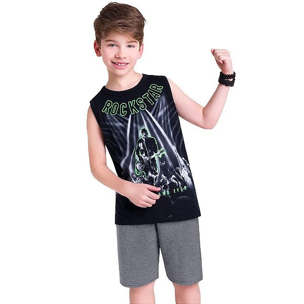 Conjunto Infantil Masculino Regata e Bermuda Kyly