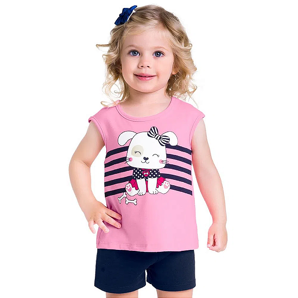 Conjunto Infantil Feminino Blusa + Short Kyly