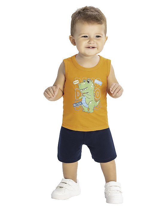CONJUNTO INFANTIL MENINO ESTAMPA DINO REIREX