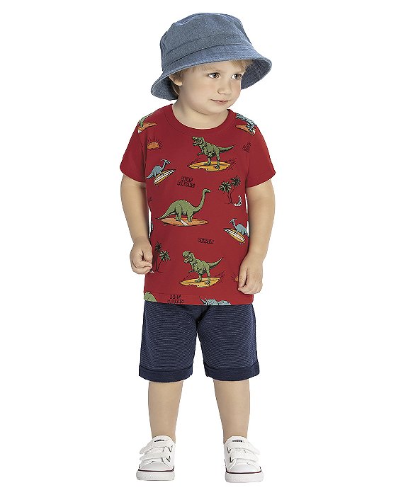 CONJUNTO INFANTIL MENINO CAMISETA E BERMUDA REIREX